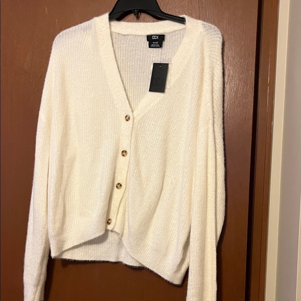 CCX     City Chic Cream Button-Up Cardigan